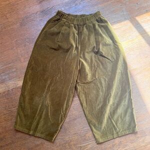 Black Crane Cotton Velvet Wide Leg Pants
